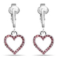 Aloha Earrings Bright & Fun Clip Earrings, Lightweight Stars, Owls, Eiffel Tower, Horse, Cowgirl, Hearts, Elephant, Kitty, Daisy Dangling Charm Designs for Clip Ears - color: Pink Rhinestone Hearts