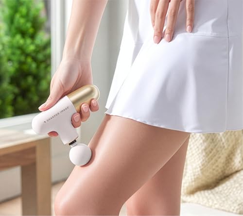 Sharper Image Powerboost Mini Deep Tissue Massage Gun, Powerful & Compact - color: Vanilla and Gold