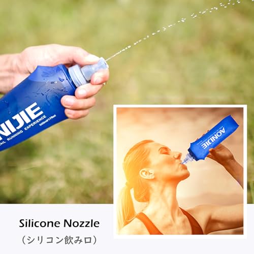 TRIWONDER Collapsible Water Bottles TPU Soft Flask Running Bottles BPA-Free Sports Flasks for Hiking Climbing Camping (500ml/16.91oz with Straws - Pack of 2) - color: 500ml/16.91oz with Straws - Pack of 2