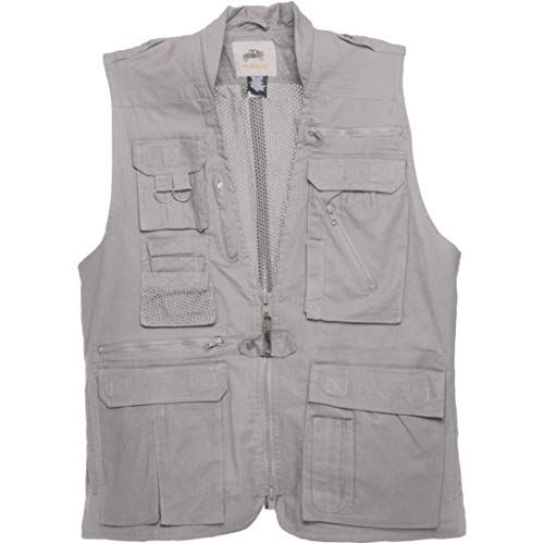 Humvee Utility Vest with 21 Pockets -Travel, Safari, Hunting, Camping, 100% Cotton, Tactical Jacket for Men & Women - color: Gray, size: Medium