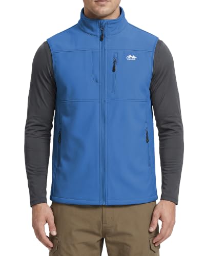 WULFUL Men's Lightweight Golf Vest Windproof Outerwear Sleeveless Jacket - color: Blue, size: Medium