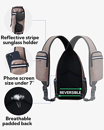 WATERFLY Crossbody Sling Backpack Sling Bag Travel Hiking Chest Bags Daypack (Flaxen) - color: Khaki