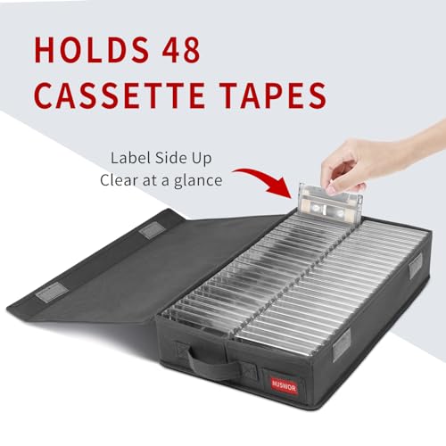 NUSWOR Cassette Tape Storage Box -Audio Cassette Holder 3Pack – Grey