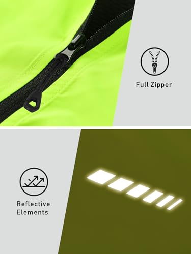 qualidyne Men's Cycling Vest Full Zip Windproof Bike Tank Top Reflective Sleeveless Cycling Jacket - color: Yellow, size: Large