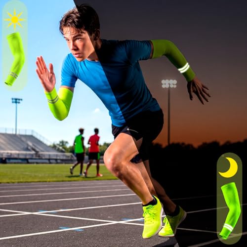 Geyoga 4 Pairs Arm Sleeves for Men Women - color: Green, Yellow