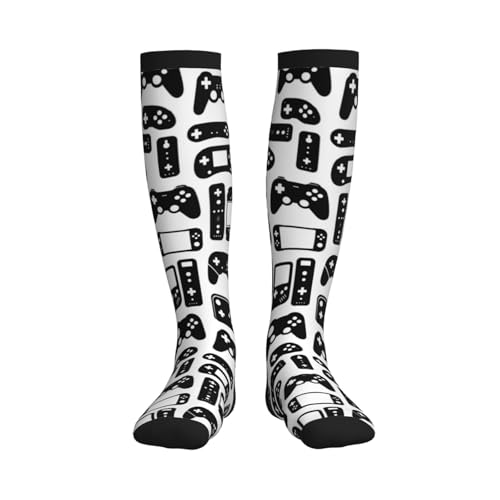 Compression Socks Knee High Circulation Support Socks For Women Men Athletic Running Hiking Cycling - color: Video Game Controller