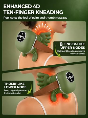 2026 Upgraded Neck Back Shoulder Massager with Heat and Remote Control, Massagers for Neck and Back Pain Relief, 4D Kneading Massager, Cordless Neck Massager