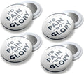 4 Race Bib Magnets for Runners, Race Bib Clips, No Pins, No Pain No Glory - color: No Pain No Glory