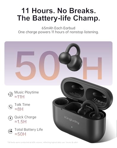Kinglucky Next‑Gen Clip-On Earbuds, Open Ear Earbuds for Running Small Ears