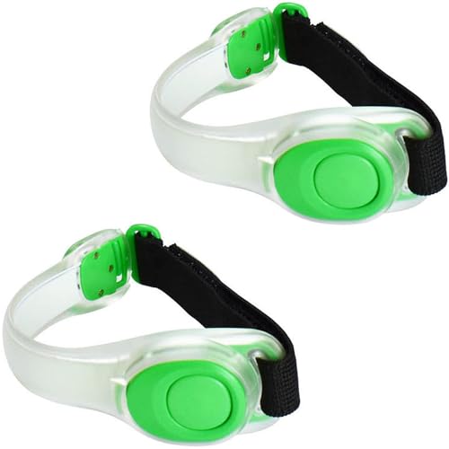 Premium LED Light Up Armband, Reflective Adjustable Wearable Silicone Running Belt Strap/Waterproof Glow in The Dark for Running Jogging Walking Cycling Concert Camping Outdoor Sports - color: Green - 2 Packs