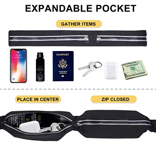 Running Belt for Women Men, Phone Holder for Running, Running Fanny Pack, Holder for Phone, Running Waist Pack, Expandable, Adjustable - color: NA-4 Black