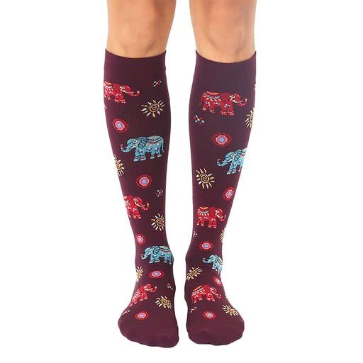 Living Royal Compression Socks - Graduated Compression 15-20mmHg, Padded Cushion Bottom Fun Socks, Moisture-Wicking - color: Elephant