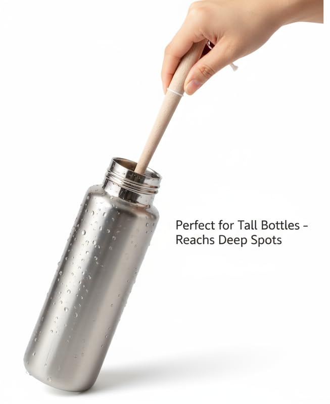 Bottle Brush Cleaner,Solid Beech Wood Handle Tapered, Non-Scratch for Cleaning Coffee Cups,Mason,Thermos,Glass Bottle,Beer Bottles,Wine Bottles - size: 1 Pack - Tapered Brush