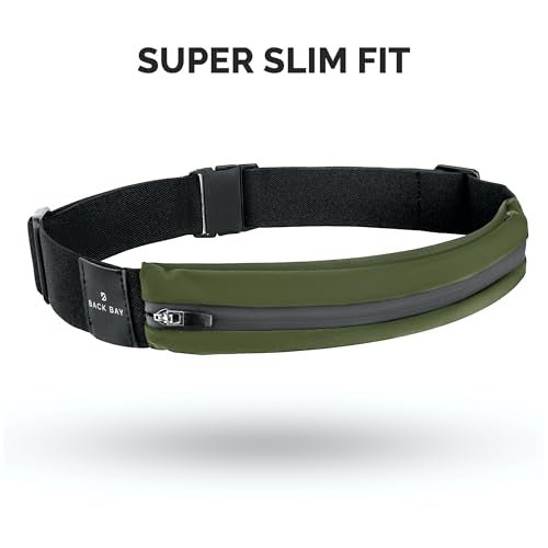No-Bounce Slim & Secure Running Belt, Fits ALL Phones, Keys, Cards, Gels - color: 5. Army Green