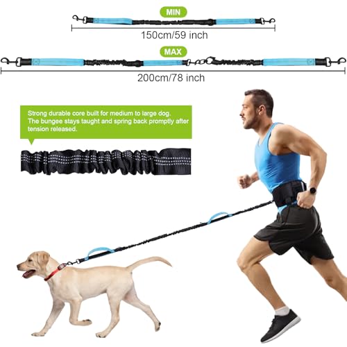 Hands Free Dog Leash, Waist Leash for Dog Walking, Running, Jogging (Blue) - color: Blue