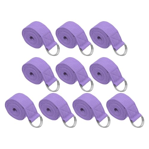 PATIKIL Yoga Strap for Stretching, Cotton Yoga Belt with Adjustable Metal D-Ring Buckle Stretch Band for Fitness Pilates - color: Light Purple