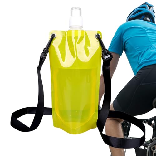 Water Pouch for Running 650ml Leak-Proof Foldable Flask with Strap - color: Yellow