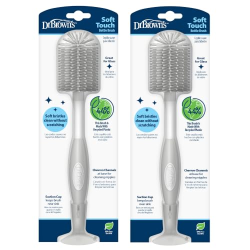 Dr. Brown's Soft Touch Baby Bottle Cleaning Brush, Gray, 2-Pack - style: 2 Pack, Gray
