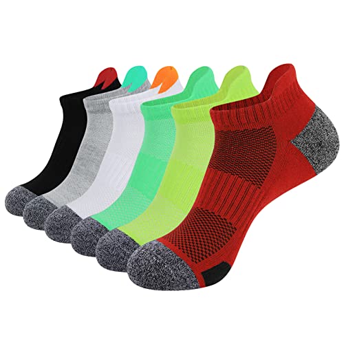 JOYNÉE Mens Ankle Athletic Low Cut Socks Running Sports Cushioned Sock for Men 6 Pack - color: Colorful4