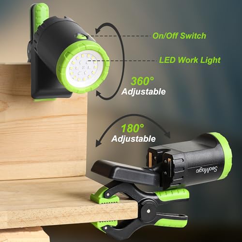 4-Pack 800LM Rechargeable LED Clamp Work Light, Magnetic & Clamp