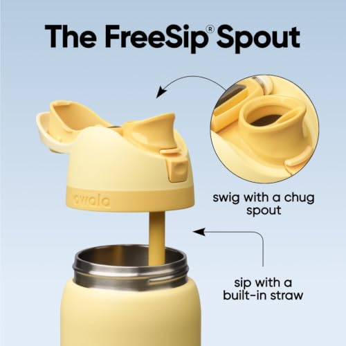Owala FreeSip Stainless Steel Water Bottle 32 oz Butter Half - color: Butter Half, size: 32 Ounces