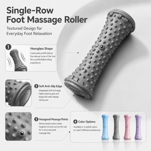 Foot Massager Roller Tool Plantar Fascia Massage Roller Textured Foot Care Arch Muscle Rolling Tool Home Office Use - color: Grey