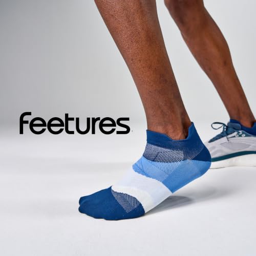 Feetures Elite Ultra Light No Show Tab Ankle Socks - Sport Sock with Targeted Compression - color: Blue Wave (1 Pair), size: Small