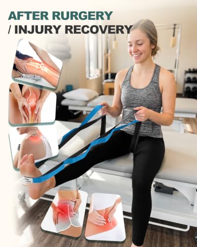 Trideer Stretching Strap with Loops for Physical Therapy,Non-Elastic - color: Blue/Black