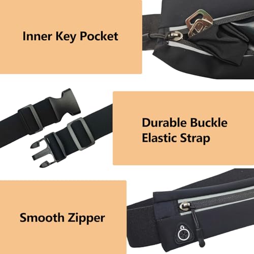 U·LANARO Slim Running Belt Fanny Pack Running Phone Holder Waist Band Pouch - color: Light Gray