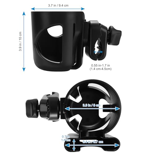 Accmor Stroller Cup Holder, Universal Cup Holder for Walker Wheelchair Bike Scooter, 360° Rotatable Stroller Cup Holder Attachment Walker Wheelchair Accessory - color: Cup Phone Holder-Black