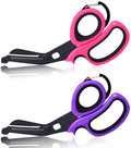 MEUUT Trauma Shears with Carabiner 7.5 Inch 2-Pack Medical Scissors - color: Pink/Black+purplish Red/Black