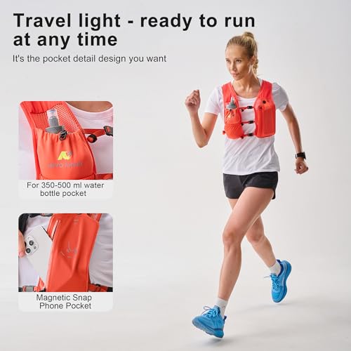 N NEVO RHINO Running Vest with 350ML TPU Soft Flask,Adjustable Chest Straps - color: Orange