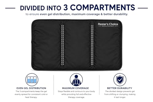 Rester's Choice Extra-Large Gel Ice Pack (13" x 21.5") - Reusable, Flexible, Durable - Ideal for Back, Shoulder, Knee (Black, 1 Pack, X-Large) - color: Black, size: 13x21.5 Inch (Pack of 1)