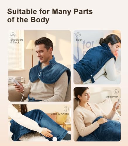 Heat Wrap for Neck Shoulder and Back, Fathers Day Ideal Gifts for Men Dad Him, Portable Weighted Warm Pad with 10 Heat 4 Timers 26"x 35"