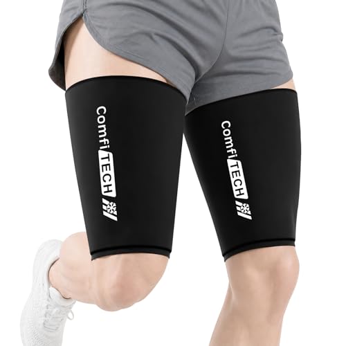 ComfiTECH Thigh Hamstring Ice Pack Wrap, Reusable Runner Sleeve, M, 2 Pack - size: Medium