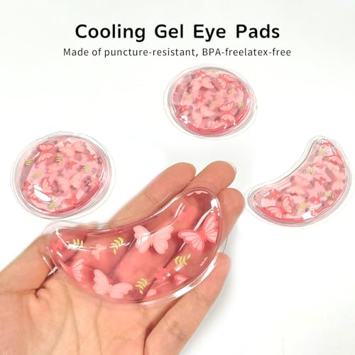4PCS Gel Eye Ice Pack Set Reusable, Cold and Hot Compress for Eyes - color: Butterflies