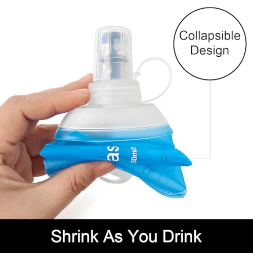WILDREEDS 150ml Soft Flask, TPU Collapsible Soft Water Bottle for Hydration Pack, Running Vest, Folding Water Bottle for Hiking Cycling Climbing-2Pcs, Blue - color: 2pcs, 150ml Blue
