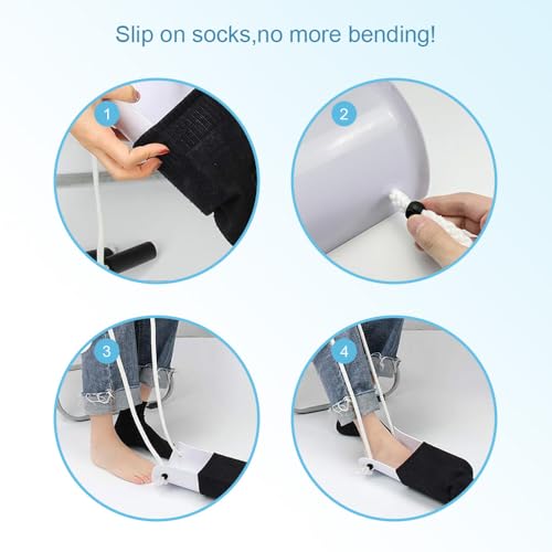 DILSIAI Sock Aid Device for Seniors Assistant Device no Bending Helper Easy on and Off Stocking - Without Bending, Slip Resistance (White Wear) - color: White Wear