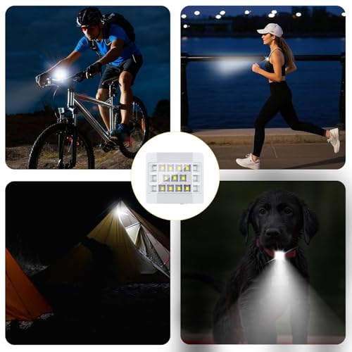 Clip-on Rechargeable Running Light, LED Safety Flashlight for Night Walking, Outdoor Hiking & Camping Gear – Hands-Free Reflective Light, Water Resistant Work Lamp for Runners & Joggers