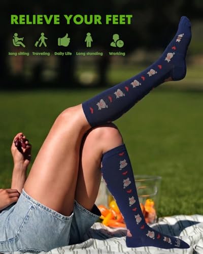 Bamboo Viscose Compression Socks for Women - color: Cat Silhouette, size: Small-Medium