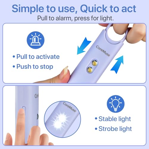 Personal Safety Alarm for Women – Panic Button 130dB Siren with Dual LED Strobe Flashlight, Rechargeable Self Defense Keychain for Night Walking, Campus, Travel Gifts for Women (Violet)