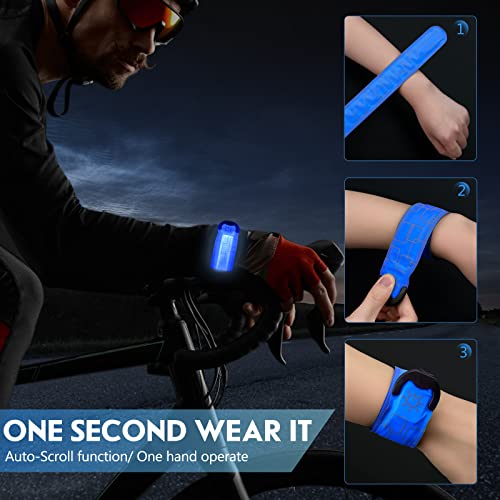 Simket LED Armband Rechargeable for Running(2 Pack), Running Lights for Runners, Running Lights, High Visibility Reflective Running Gear Adjustable Light Up Arm Bands for Men Women Kids - color: blue