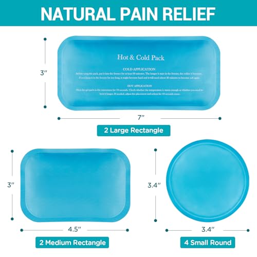 Gel Ice Packs for Injuries Reusable, Pain Relief, 8 Pack, Hot Cold Compress - style: Variety Gel Ice Pack Set - 8 Pack