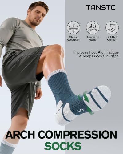 TANSTC Merino Wool Hiking Socks, Moisture Wicking Socks for Men & Women - color: Long-colourful (3 Pairs), size: 6-8