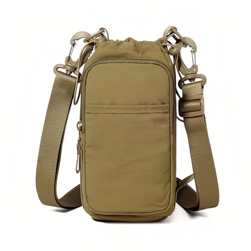 Bokelai Water Bottle Holder Bag with Strap Lightweight Crossbody Carrier Sling Bag for Hiking Camping Travelling Water Bottle Sleeve Gym Accessories - color: Army Khaki