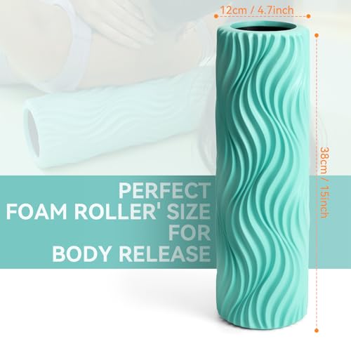 SUBCULTUREPICK 15" Foam Roller - Medium Density Deep Tissue Muscle Massage - color: Turquoise
