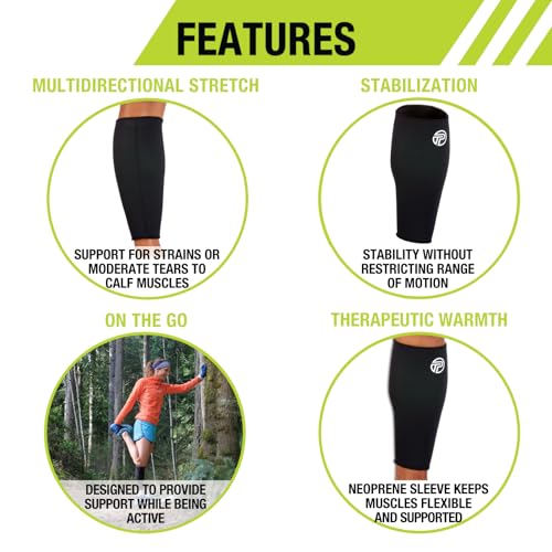Pro-Tec Athletics Calf Sleeve, Neoprene Compression Support for Shin Splints and Calf Strains, Provides Therapeutic Warmth and Increases Circulation, while Supporting Muscles of Lower Leg, Large - size: Large