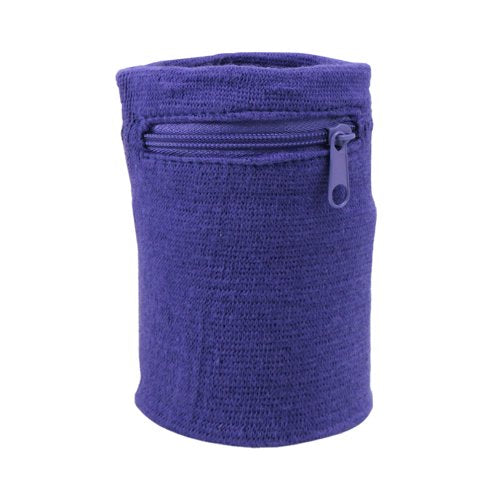 Suddora Zipper Wrist Pouch - Sweatband/Wristband Wallet for Keys, ID, Cards, Cash - color: Purple