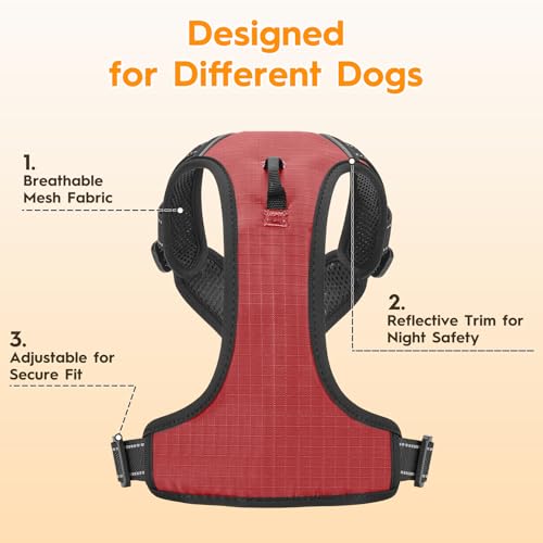 No Pull Dog Harness, No-Choke Soft Padded Reflective Dog Vest Harness with Front Clip & Top Handle, 2 Quick-Release Buckles, Adjustable for Small Medium Large Dogs - color: Antique Rose, size: X-Small