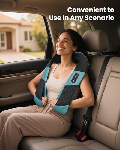 COMFIER Cordless Neck Shoulder Massager with Heat,Black Blue - color: Black Blue